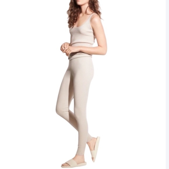 VINCE Wool Ribbed Legging Oatmeal/Cream/Ivory - S - Picture 1 of 12